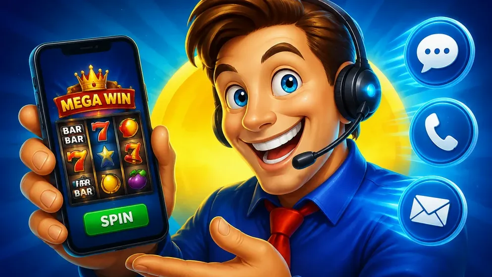 hand holding smartphone with slot game on screen