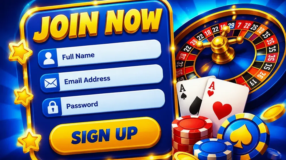 online casino registration form on screen