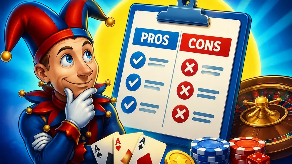 pros and cons checklist with checkmarks and X icons